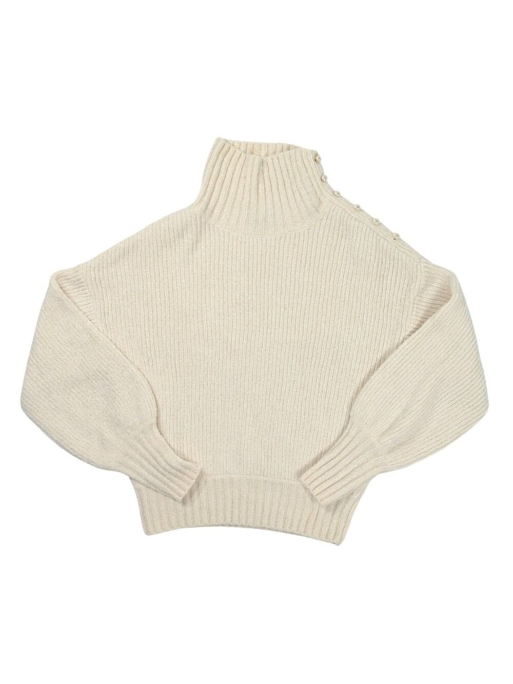 STAUD Paloma Chenille Sweater with Pearls in Ivory